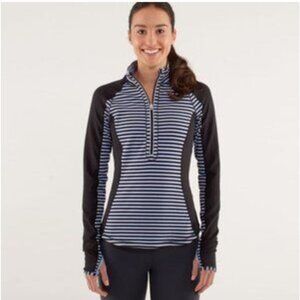 𝅺lululemon U-Turn 1/2 Zip Luon Reversible Striped Blue Long Sleeve Pullover